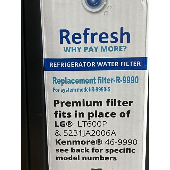 NEW in BOX Refresh Replacement Water Filter R-9990 Fits LG Kenmore Refrigerators - Picture 5 of 16